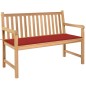 vidaXL Panca da Giardino con Cuscino Rosso 120 cm Massello di Teak vidaXL Panca da Giardino con Cuscino Rosso 120 cm Massello di Teak