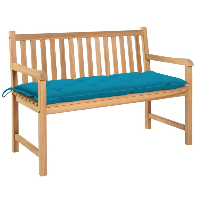 vidaXL Panca da Giardino con Cuscino Azzurro 120 cm Massello di Teak vidaXL Panca da Giardino con Cuscino Azzurro 120 cm Massello di Teak