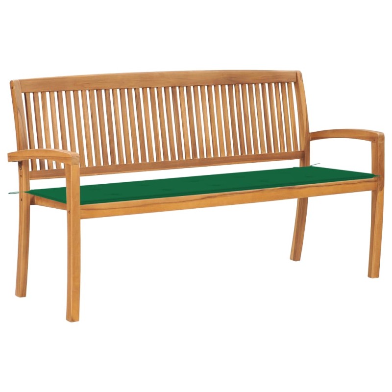vidaXL Panchina da Giardino Impilabile con Cuscino 159cm Teak Massello vidaXL Panchina da Giardino Impilabile con Cuscino 159cm Teak Massello