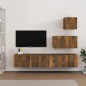 Set di Mobili Porta TV 4 pz Rovere Fumo in Legno Multistrato Set di Mobili Porta TV 4 pz Rovere Fumo in Legno Multistrato