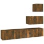 Set di Mobili Porta TV 4 pz Rovere Fumo in Legno Multistrato Set di Mobili Porta TV 4 pz Rovere Fumo in Legno Multistrato