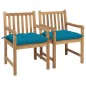 vidaXL Sedie da Giardino 2 pz con Cuscini Azzurro in Massello di Teak vidaXL Sedie da Giardino 2 pz con Cuscini Azzurro in Massello di Teak