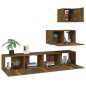 Set di Mobili Porta TV 4 pz Rovere Fumo in Legno Multistrato Set di Mobili Porta TV 4 pz Rovere Fumo in Legno Multistrato