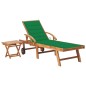 vidaXL Lettino Prendisole con Tavolo e Cuscino in Massello di Teak vidaXL Lettino Prendisole con Tavolo e Cuscino in Massello di Teak
