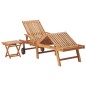 vidaXL Lettino Prendisole con Tavolo e Cuscino in Massello di Teak vidaXL Lettino Prendisole con Tavolo e Cuscino in Massello di Teak