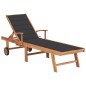 vidaXL Lettino Prendisole con Tavolo e Cuscino Antracite Legno di Teak vidaXL Lettino Prendisole con Tavolo e Cuscino Antracite Legno di Teak