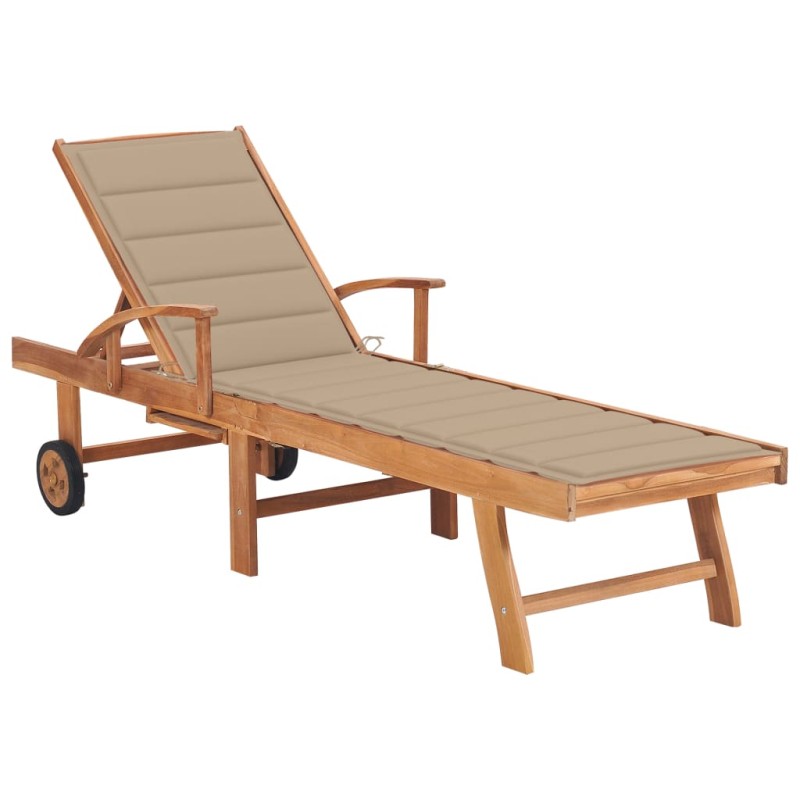 vidaXL Lettino Prendisole con Tavolo e Cuscino in Massello di Teak vidaXL Lettino Prendisole con Tavolo e Cuscino in Massello di Teak