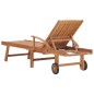 vidaXL Lettino Prendisole con Tavolo e Cuscino in Massello di Teak vidaXL Lettino Prendisole con Tavolo e Cuscino in Massello di Teak