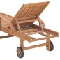vidaXL Lettino Prendisole con Tavolo e Cuscino in Massello di Teak vidaXL Lettino Prendisole con Tavolo e Cuscino in Massello di Teak