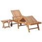 vidaXL Lettino Prendisole con Tavolo e Cuscino in Massello di Teak vidaXL Lettino Prendisole con Tavolo e Cuscino in Massello di Teak