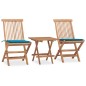 vidaXL Set da Pranzo Giardino Pieghevole 3 pz Cuscino Massello di Teak vidaXL Set da Pranzo Giardino Pieghevole 3 pz Cuscino Massello di Teak