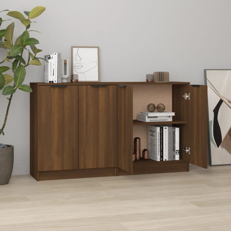 Credenze 2 pz Rovere Marrone 60x30x70 cm in Legno Multistrato Credenze 2 pz Rovere Marrone 60x30x70 cm in Legno Multistrato