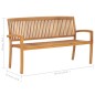 vidaXL Panchina da Giardino Impilabile e Cuscino 159cm Teak Massello vidaXL Panchina da Giardino Impilabile e Cuscino 159cm Teak Massello