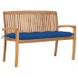 vidaXL Panchina da Giardino Impilabile e Cuscino 128,5cm Teak Massello vidaXL Panchina da Giardino Impilabile e Cuscino 128,5cm Teak Massello