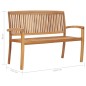 vidaXL Panchina da Giardino Impilabile e Cuscino 128,5cm Teak Massello vidaXL Panchina da Giardino Impilabile e Cuscino 128,5cm Teak Massello