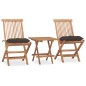vidaXL Set da Pranzo Giardino Pieghevole 3 pz Cuscino Massello di Teak vidaXL Set da Pranzo Giardino Pieghevole 3 pz Cuscino Massello di Teak