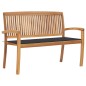 vidaXL Panchina da Giardino Impilabile e Cuscino 128,5cm Teak Massello vidaXL Panchina da Giardino Impilabile e Cuscino 128,5cm Teak Massello