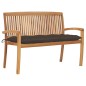 vidaXL Panchina da Giardino Impilabile e Cuscino 128,5cm Teak Massello vidaXL Panchina da Giardino Impilabile e Cuscino 128,5cm Teak Massello