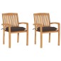 vidaXL Sedie da Giardino 2 pz Cuscini Grigio Talpa in Teak Massello vidaXL Sedie da Giardino 2 pz Cuscini Grigio Talpa in Teak Massello