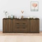 Credenze 3 pz Rovere Marrone in Legno Multistrato Credenze 3 pz Rovere Marrone in Legno Multistrato