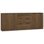 Credenze 3 pz Rovere Marrone in Legno Multistrato Credenze 3 pz Rovere Marrone in Legno Multistrato
