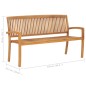 vidaXL Panchina da Giardino Impilabile con Cuscino 159cm Teak Massello vidaXL Panchina da Giardino Impilabile con Cuscino 159cm Teak Massello