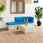 vidaXL Set Divani da Giardino su Pallet 4 pz con Cuscini Legno Abete vidaXL Set Divani da Giardino su Pallet 4 pz con Cuscini Legno Abete