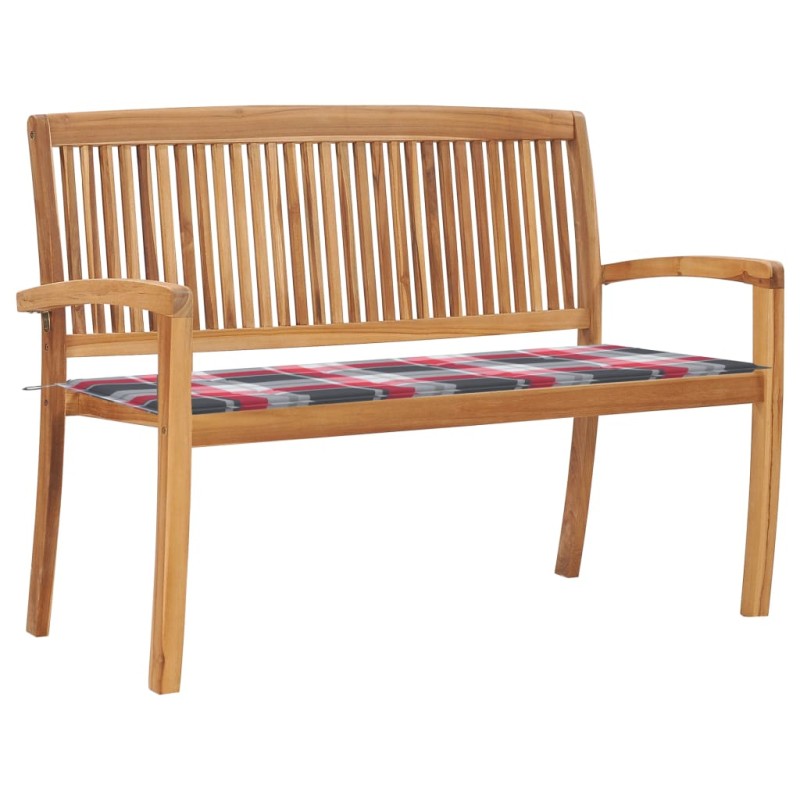 vidaXL Panchina da Giardino Impilabile e Cuscino 128,5cm Teak Massello vidaXL Panchina da Giardino Impilabile e Cuscino 128,5cm Teak Massello