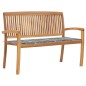 vidaXL Panchina da Giardino Impilabile e Cuscino 128,5cm Teak Massello vidaXL Panchina da Giardino Impilabile e Cuscino 128,5cm Teak Massello