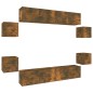 Set Mobili Porta TV 8pz Rovere Fumo in Legno Multistrato Set Mobili Porta TV 8pz Rovere Fumo in Legno Multistrato
