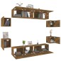 Set Mobili Porta TV 8pz Rovere Fumo in Legno Multistrato Set Mobili Porta TV 8pz Rovere Fumo in Legno Multistrato