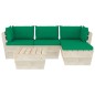 vidaXL Set Divani da Giardino su Pallet 5 pz con Cuscini Legno Abete