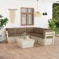 vidaXL Set Divani da Giardino su Pallet 6 pz con Cuscini Legno Abete vidaXL Set Divani da Giardino su Pallet 6 pz con Cuscini Legno Abete