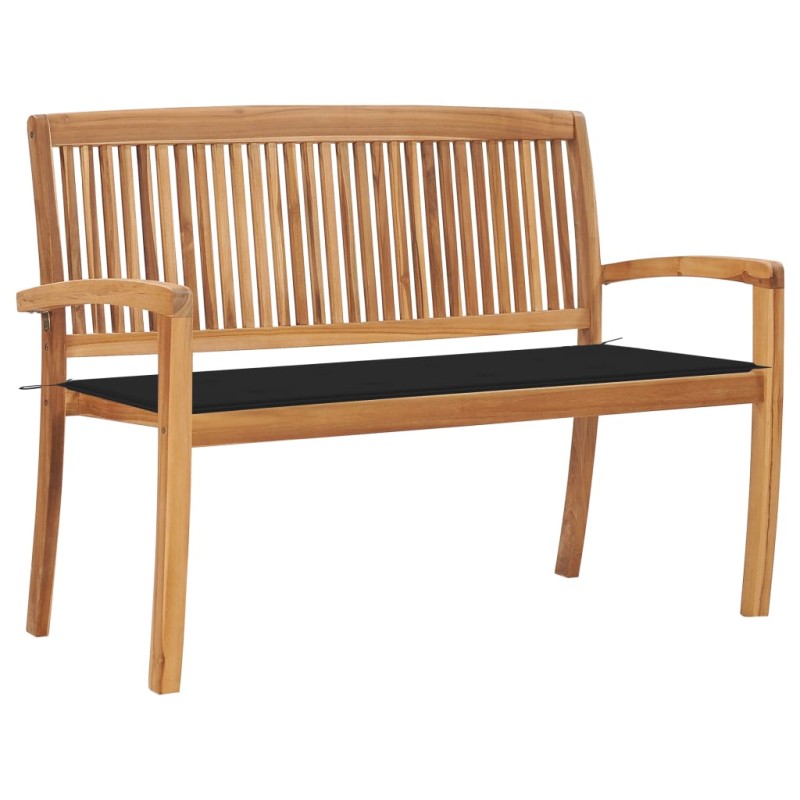 vidaXL Panchina da Giardino Impilabile e Cuscino 128,5cm Teak Massello vidaXL Panchina da Giardino Impilabile e Cuscino 128,5cm Teak Massello