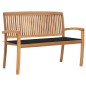 vidaXL Panchina da Giardino Impilabile e Cuscino 128,5cm Teak Massello vidaXL Panchina da Giardino Impilabile e Cuscino 128,5cm Teak Massello