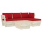 vidaXL Set Divani da Giardino su Pallet 5 pz con Cuscini Legno Abete vidaXL Set Divani da Giardino su Pallet 5 pz con Cuscini Legno Abete