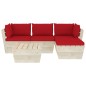 vidaXL Set Divani da Giardino su Pallet 5 pz con Cuscini Legno Abete vidaXL Set Divani da Giardino su Pallet 5 pz con Cuscini Legno Abete