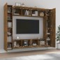 Set Mobili Porta TV 8pz Rovere Fumo in Legno Multistrato Set Mobili Porta TV 8pz Rovere Fumo in Legno Multistrato