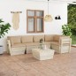 vidaXL Set Divani da Giardino su Pallet 6 pz con Cuscini Legno Abete vidaXL Set Divani da Giardino su Pallet 6 pz con Cuscini Legno Abete