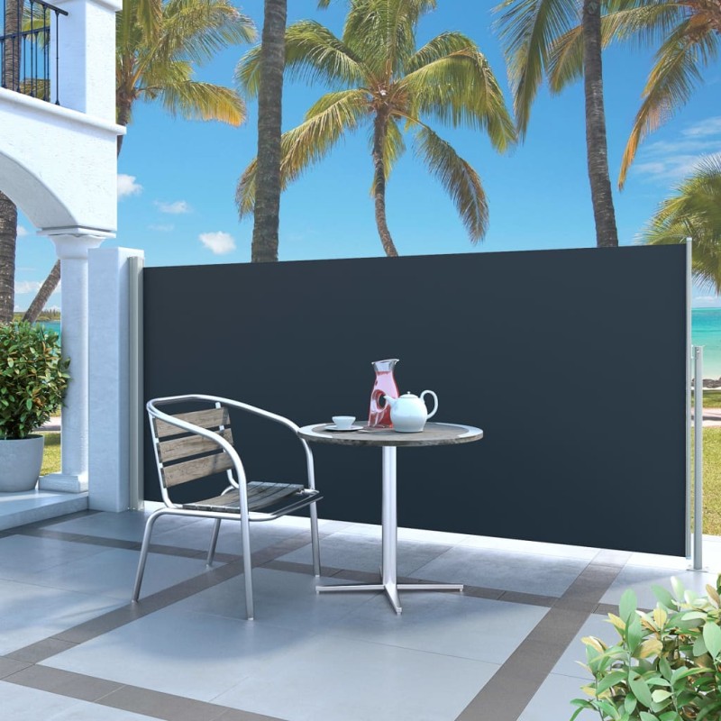vidaXL Tenda da Sole Laterale Retrattile 140 x 300 cm Nera vidaXL Tenda da Sole Laterale Retrattile 140 x 300 cm Nera