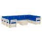 vidaXL Set Divani da Giardino su Pallet 10 pz con Cuscini Legno Abete vidaXL Set Divani da Giardino su Pallet 10 pz con Cuscini Legno Abete