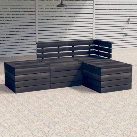 vidaXL Set Divani da Giardino su Pallet 4 pz Legno Pino Grigio Scuro