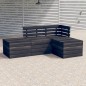 vidaXL Set Divani da Giardino su Pallet 4 pz Legno Pino Grigio Scuro