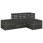 vidaXL Set Divani da Giardino su Pallet 4 pz Legno Pino Grigio Scuro