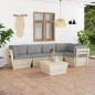 vidaXL Set Divani da Giardino su Pallet 6 pz con Cuscini Legno Abete vidaXL Set Divani da Giardino su Pallet 6 pz con Cuscini Legno Abete
