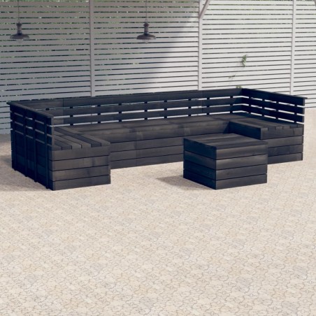 vidaXL Set Divani da Giardino su Pallet 7 pz Legno Pino Grigio Scuro