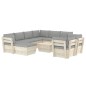 vidaXL Set Divani da Giardino su Pallet 10 pz con Cuscini Legno Abete