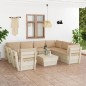 vidaXL Set Divani da Giardino su Pallet 9 pz con Cuscini Legno Abete vidaXL Set Divani da Giardino su Pallet 9 pz con Cuscini Legno Abete