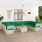 vidaXL Set Divani da Giardino su Pallet 10 pz con Cuscini Legno Abete vidaXL Set Divani da Giardino su Pallet 10 pz con Cuscini Legno Abete