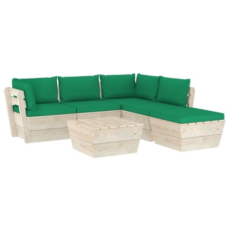vidaXL Set Divani da Giardino su Pallet 6 pz con Cuscini Legno Abete